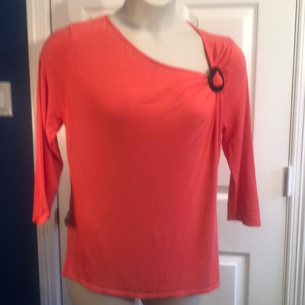 Cute 3/4th length sleeve salmon blouse